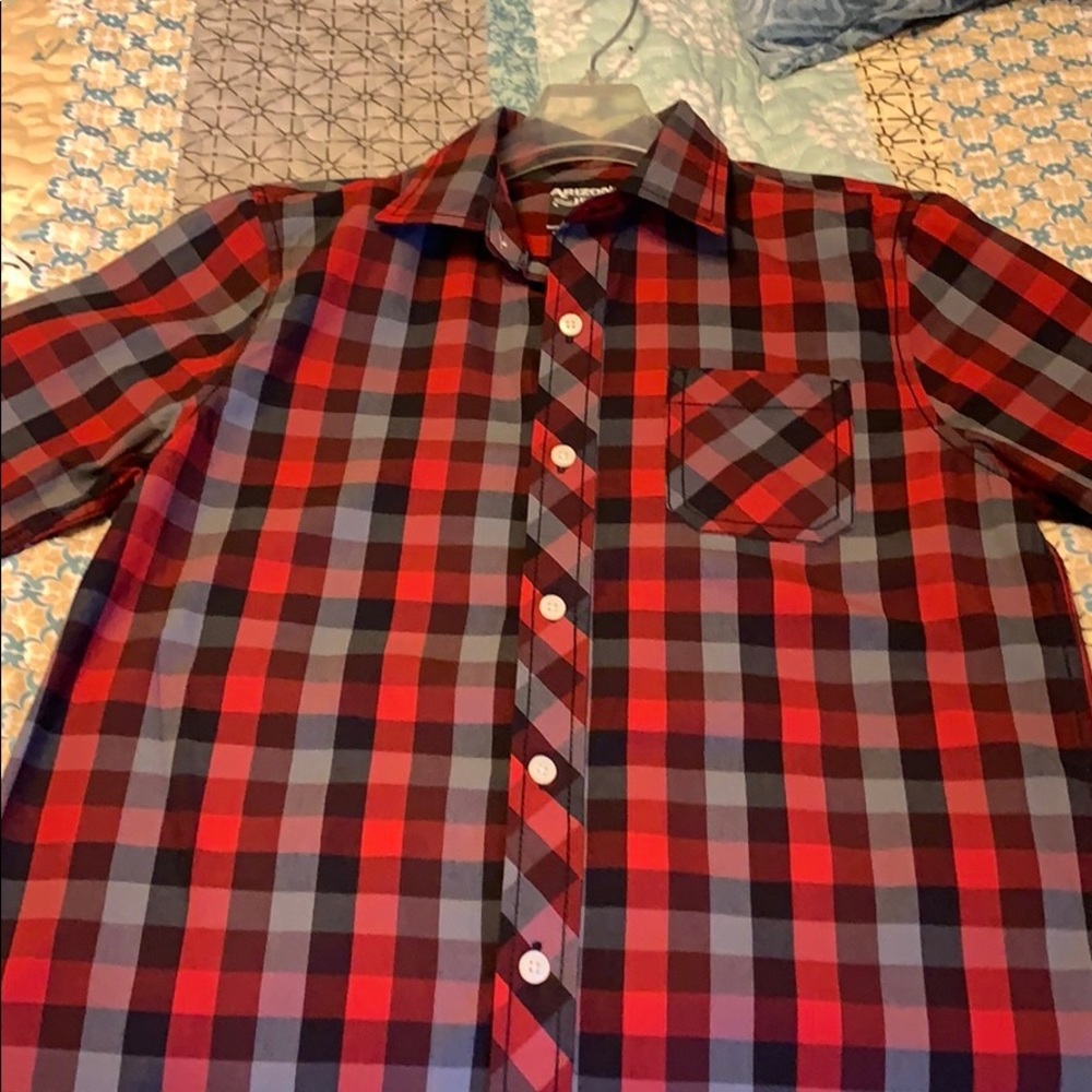 Red Checkered Arizona Button Up - Boy’s Size 14-16